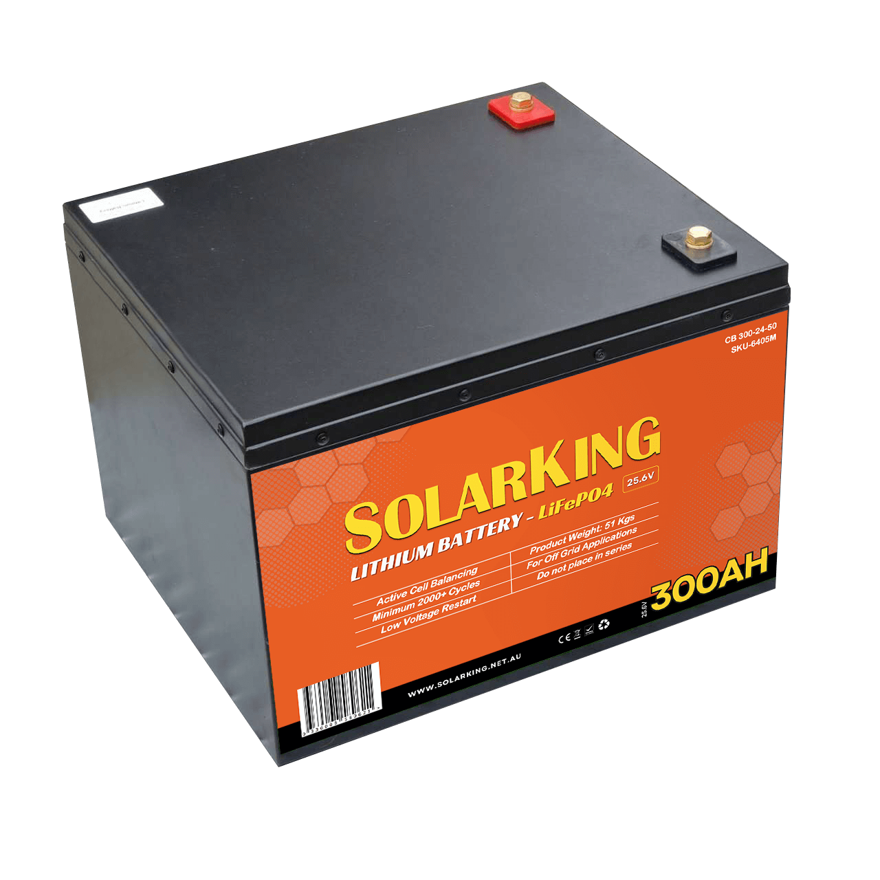 25.6V SolarKing Lithium Iron Metal Case CB-300-24-50